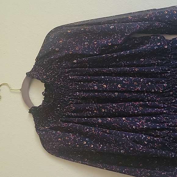 Boheewohee midi cowlneck raffle dress size large navy blue pink yellow - Picture 5 of 16